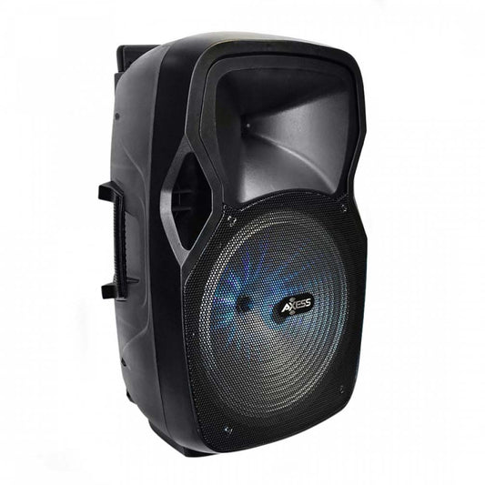 Axess Bluetooth 15 inch PA Speaker 600 Watts LEDFM RadioRemote & Mic Included