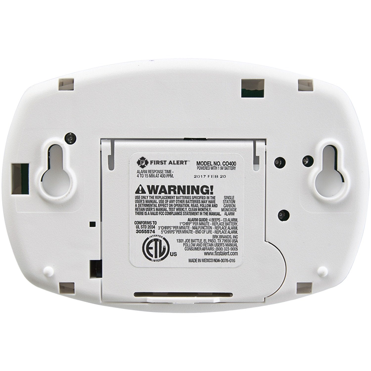 First Alert CO410 Battery Operated Carbon Monoxide Alarm - Digital
