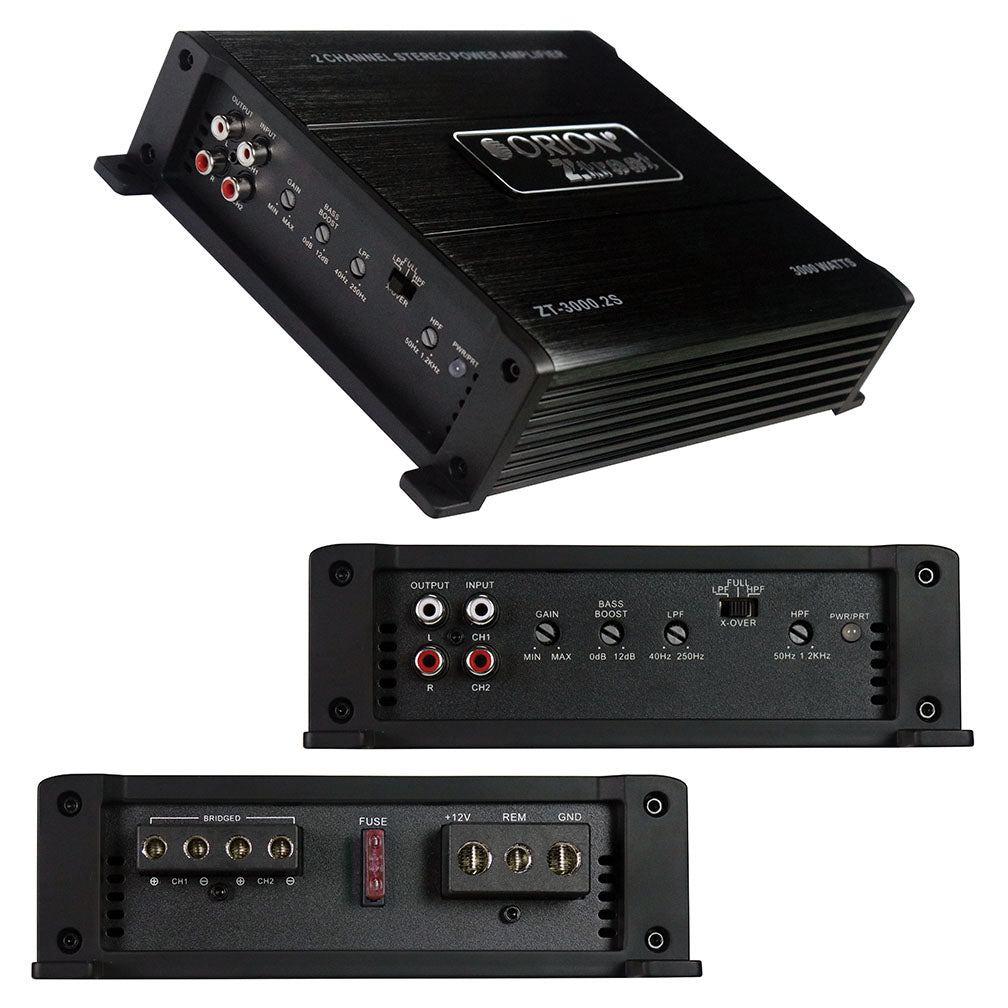 Orion ZT30002S Ztreet 2 Channel Amplifier, 320W RMS/3000W MAX