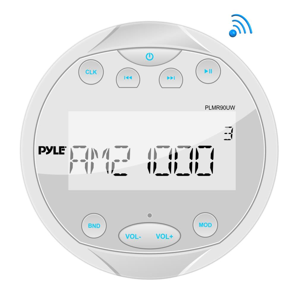 Pyle PLMR90UW Round White Digital Media Bluetooth Receiver Stereo Radio