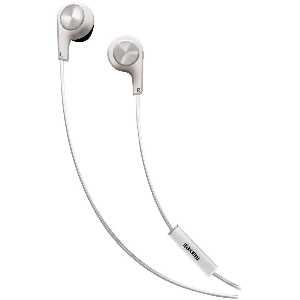 Maxell 199725 Bass 13 Heavy-Bass In-Ear Earbuds w/Microphone (White)