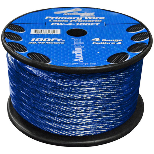 Audiopipe PW4100BL Power Wire, 4 Gauge, 100 Ft., Blue