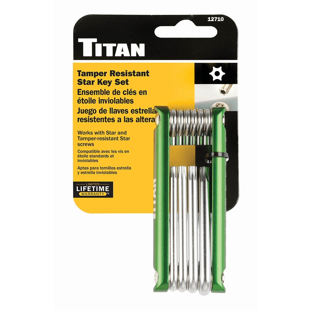 Titan 12710 Tool 10 pc Tamper Resistant Folding Star Key Set