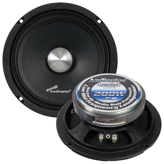 Audiopipe APMB628PC Low Mid Frequency Loudspeaker 6" 200W Max Each Dust Cap