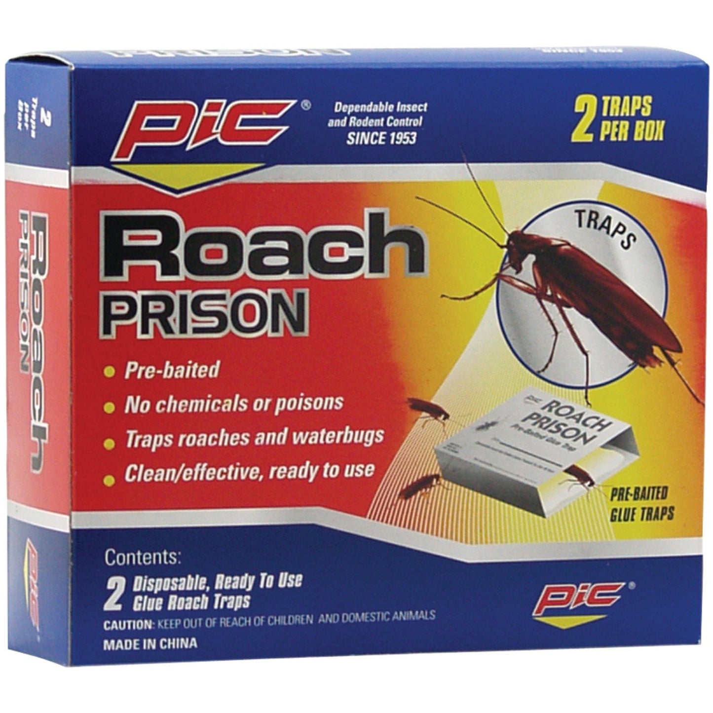 PIC RP Roach Prison Covered Insect Glue Trap, 2 pk