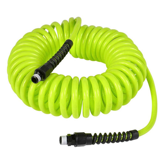 Flexzilla LP1425AFZ Polyurethane Recoil Hose 1/4In X 25Ft W/ 1/4In MNPT Fittings
