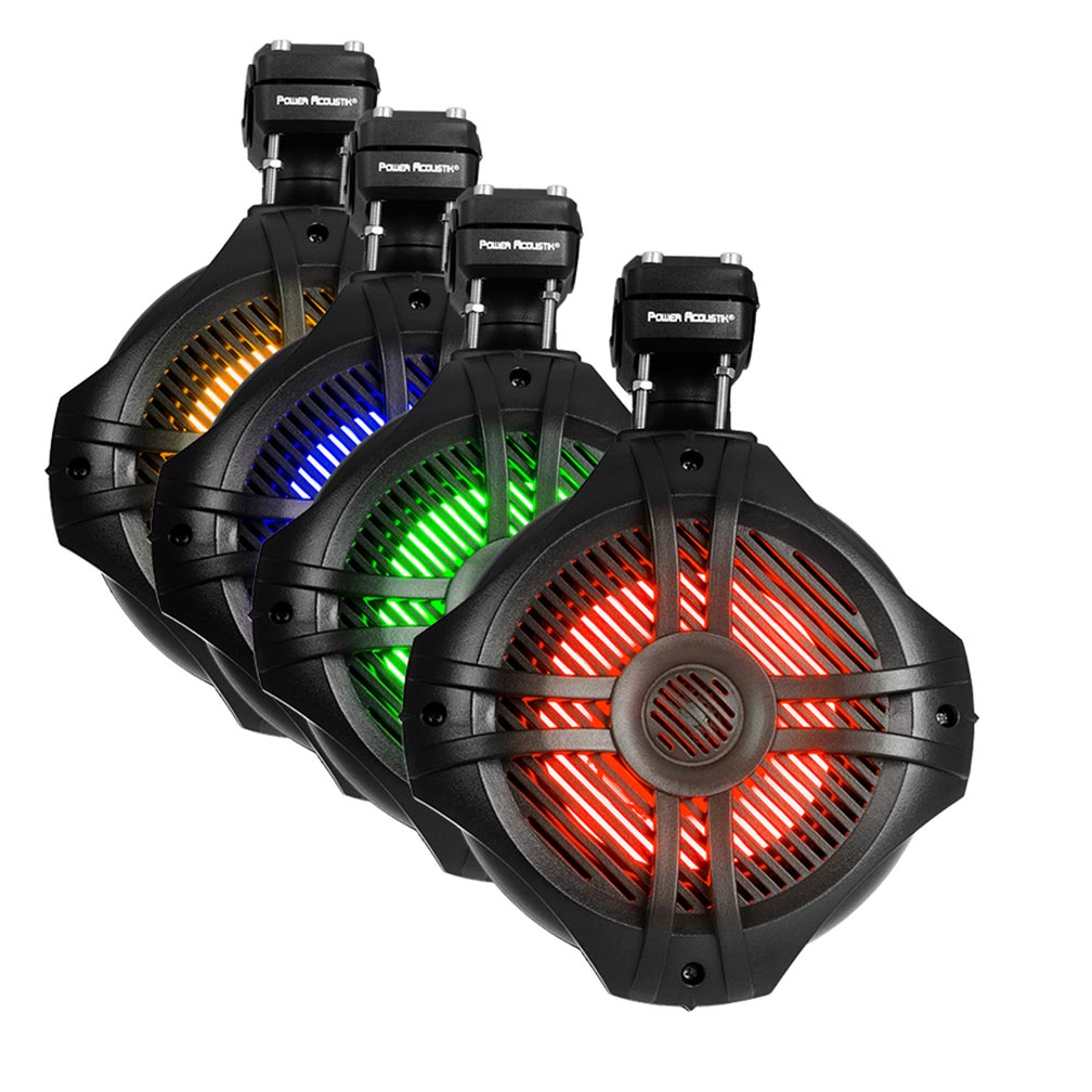 Power Acoustik MWT65BL Marine 6.5 2-Way Wakeboard Speakers w/RGB LED