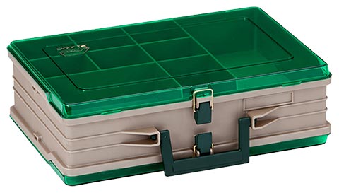 Plano 111906 Double-Sided 19-Compartment Satchel  Sandstone & Green Tackle