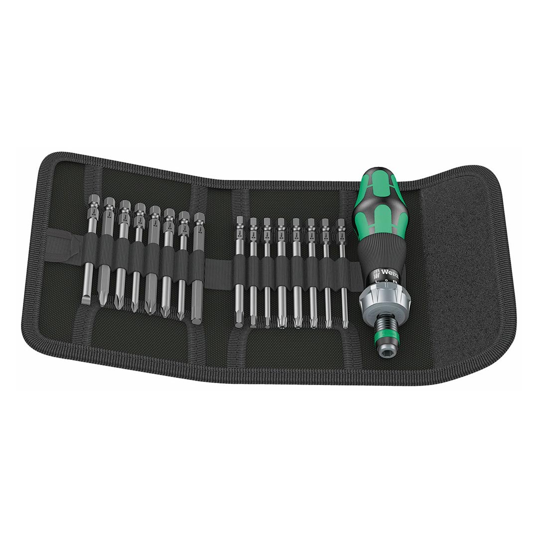 Wera 05051040001 Ratcheting Screwdriver Handle with Assorted Bits (17-Piece Set)