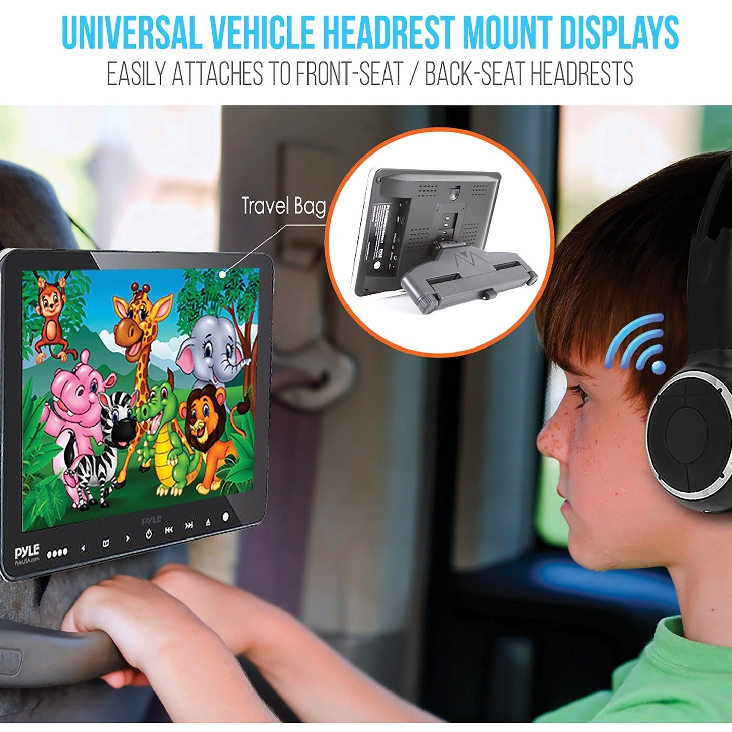 Pyle PLHRDVD103 10.5" Vehicle Headrest-Mount Multimedia Disc Player