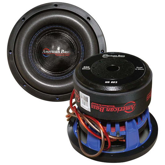 American Bass HD822 8" Woofer, 400W RMS/800W Max, Dual 2 Ohm Voice Coils