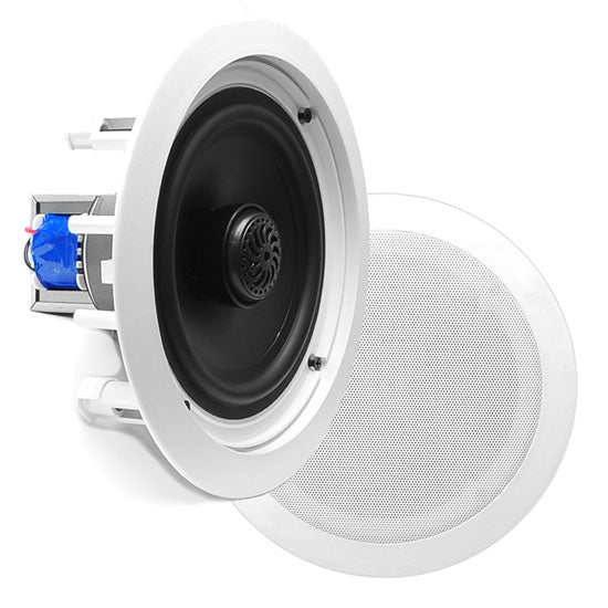Pyle PDIC80T In-Wall / Ceiling Dual 8-inch Speaker System 70V Flush Mount White