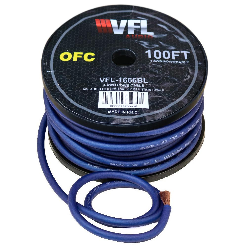 VFL VFL1666BL Power Wire OFC 4 Gauge 100 Foot  Blue
