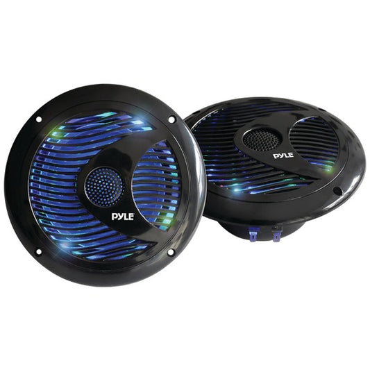 Pyle PLMR6LEB 6.5'' 150 Watt Black Marine Speaker pair w/ LED Lights