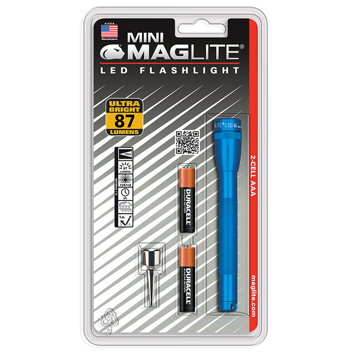 Maglite SP32116 2 Cell AAA Mini  Led Flashlight Blue-Blister Pack