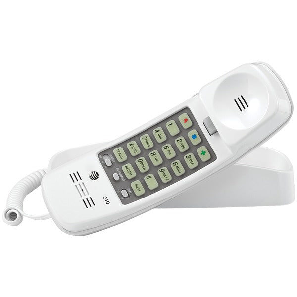 AT&T ML210W Corded Trimline Phone with Lighted Keypad (White)