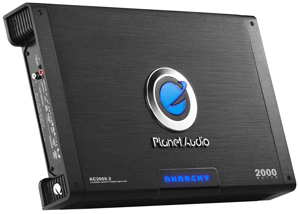 Planet Audio AC2000.2 ANARCHY 2000-Watt Full Range Class A/B 2 to 8 Ohm Stable 2 Channel Amplifier with Remote Subwoofer Level Control