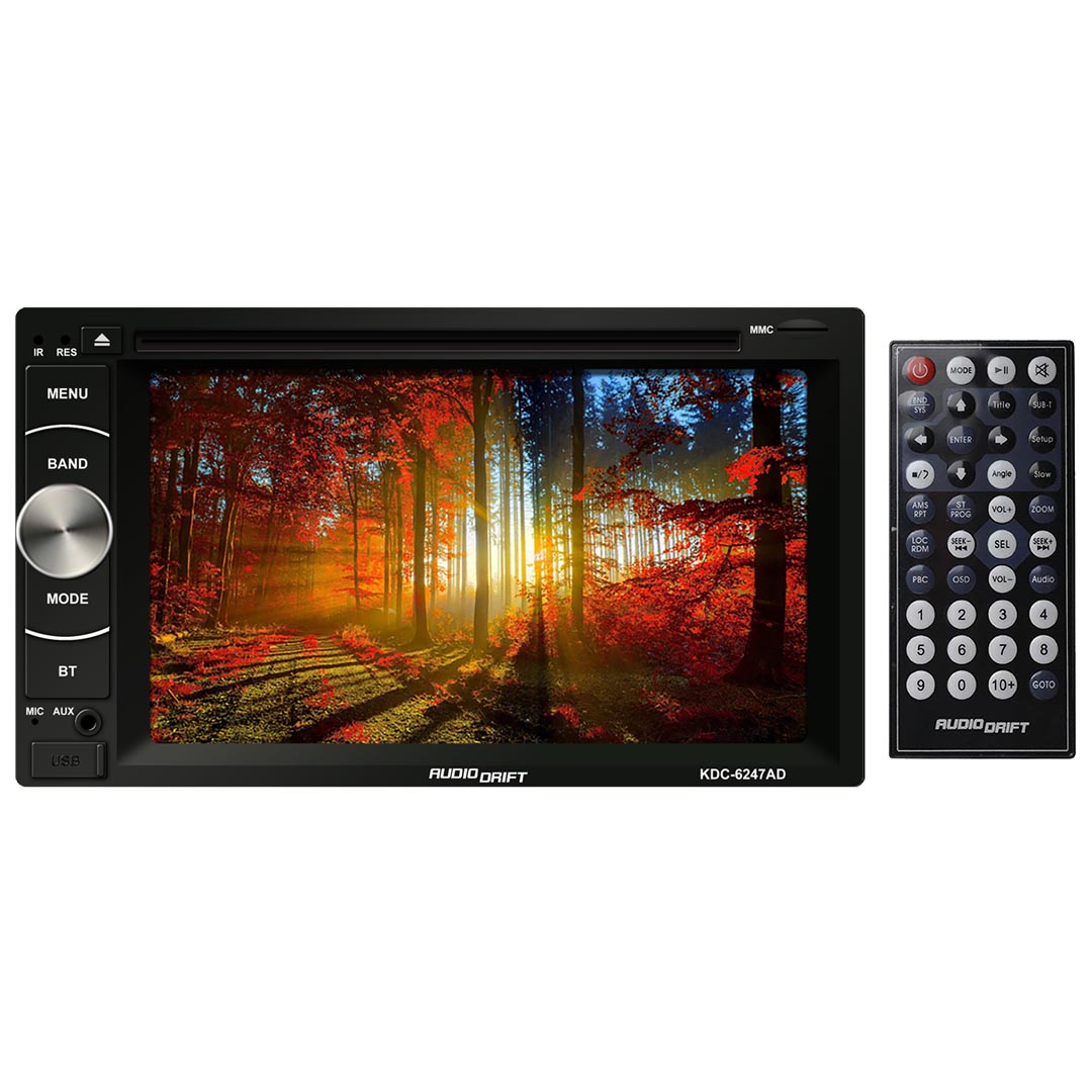 AudioDrift KDC6247AD 6.2" D.DIN DVD Fixed Face Touchscreen Receiver w/Bluetooth