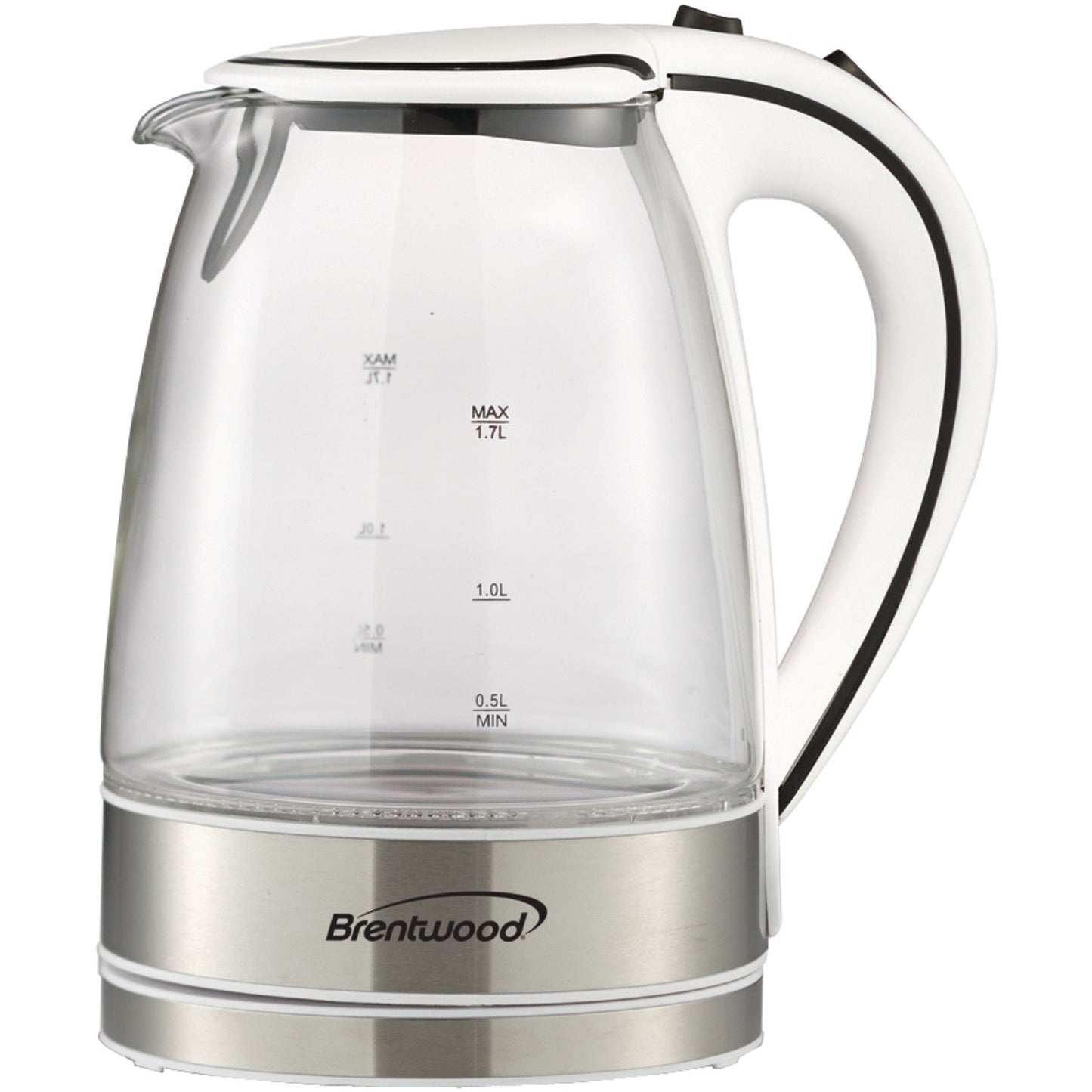 Brentwood Appl. KT-1900W 1.7L Cordless Tempered-Glass Electric Kettle (White)