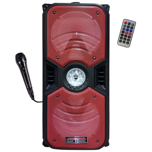 Max Power MPD653LRD Rechargeable Dual 6.5" Bluetooth Speaker  Red Grill