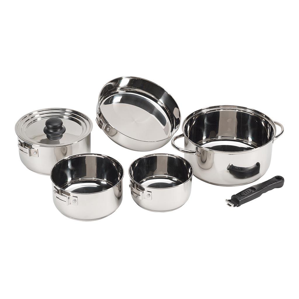 Stansport 369 Premium Quality Stainless Steel 5 piece Deluxe Family Cookset