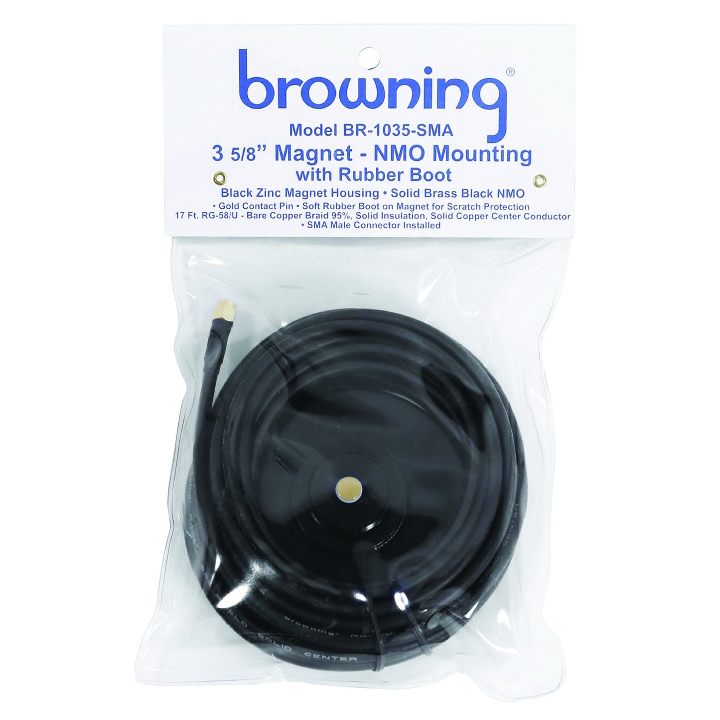 Browning BR-1035-SMA Premium 3-5/8" NMO Mount w/Rubber Boot & SMA-Male