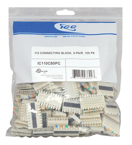 Icc IC110CB5PC 110 Connecting Block, 5-pair, 100 Pk
