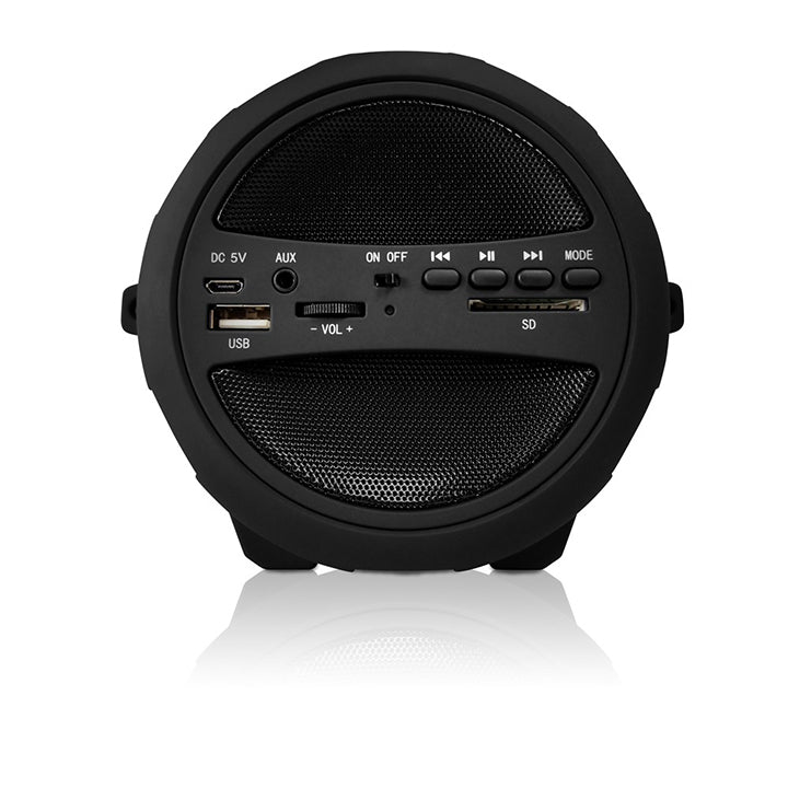 Axess SPBT1041BK Portable Bluetooth Cylinder Loud Speaker w/ Radio USB AUX Black