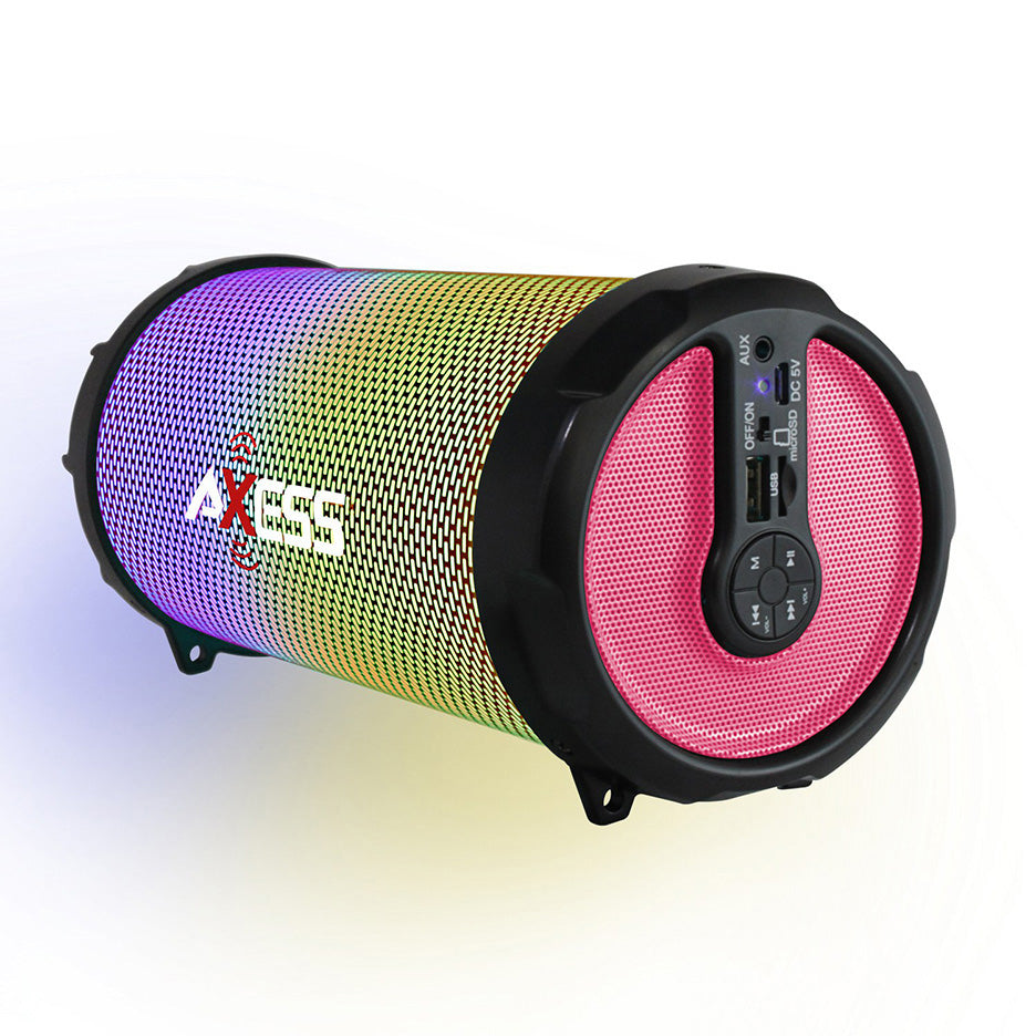 AXESS SPBL1044PK Vibrant Plus Bluetooth Speaker with Disco LED Lights In Pink