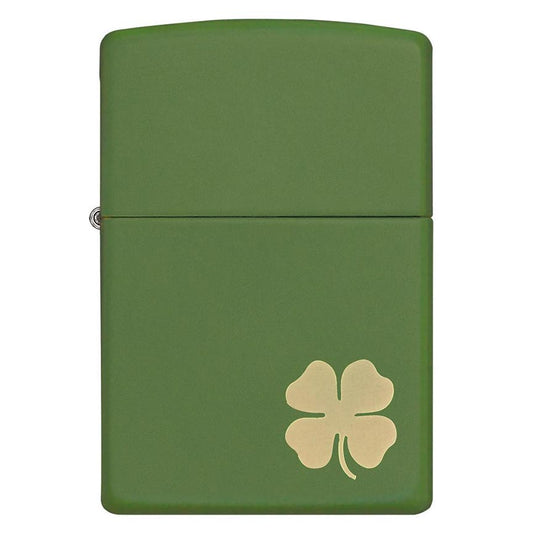 Zippo 21032 Windproof Lighter Lucky Clover Design, Green Matte Finish