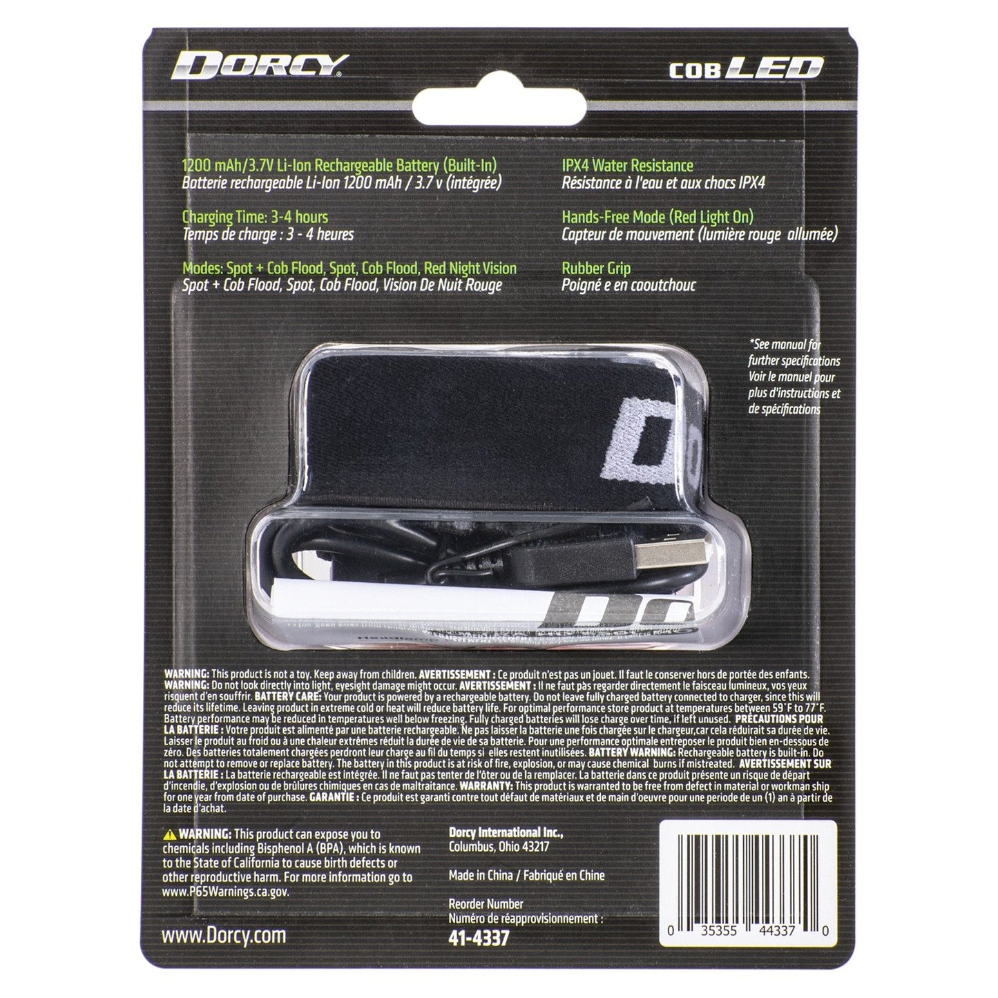 Dorcy 41-4337 650-Lumens LED USB Rechargeable Motion-Activated Headlamp