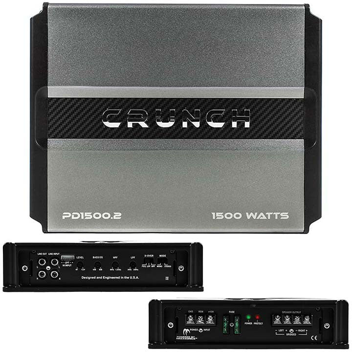 Crunch PD 1500.2 Power Drive Bridgeable Amplifier 1500 Watts Max Class Ab 2-channel