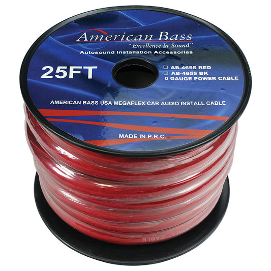 American Bass AB1/025R 0 Gauge Red 25 ft. Roll