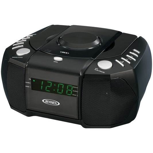 JENSEN JCR-310 Dual Alarm Clock AM/FM Stereo Radio with Top-Loading CD Player