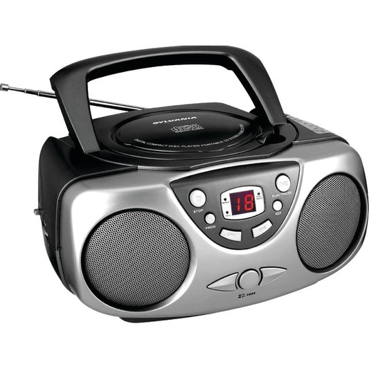 Sylvania SRCD243 Portable CD Player with AM/FM Radio Black Boombox