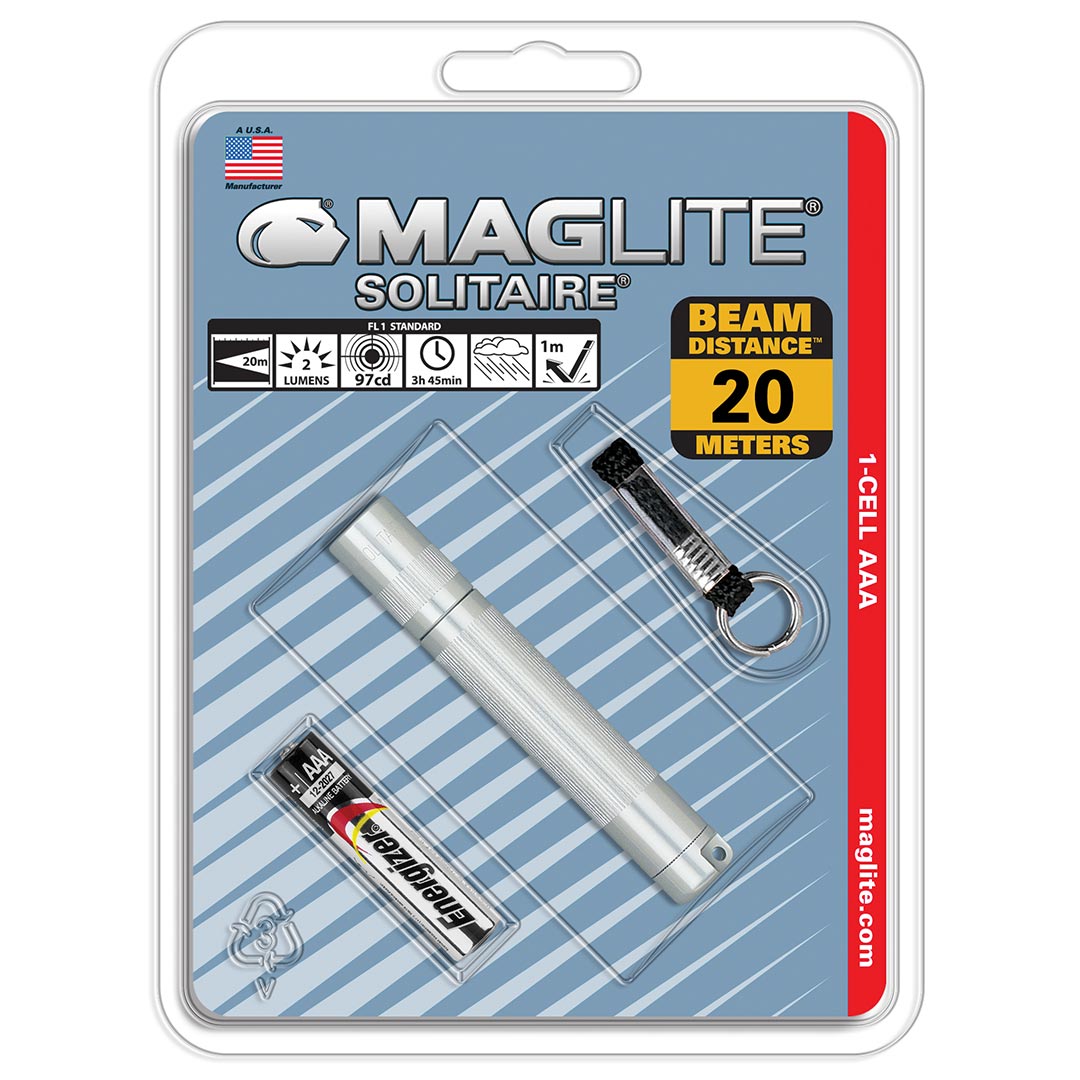 MAGLITE K3A106 SOLITAIRE AAA Silver Blister Pack