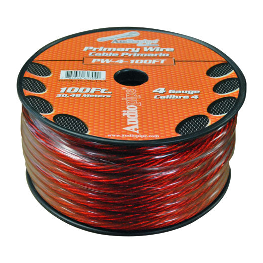 AudioPipe PW4100RED 100 ft. Roll 4 Gauge Power Wire - Red