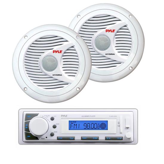 Marine Stereo AM/FM Radio Receiver USB/SD MP3 & 2 x 150W 6.5" White Speakers
