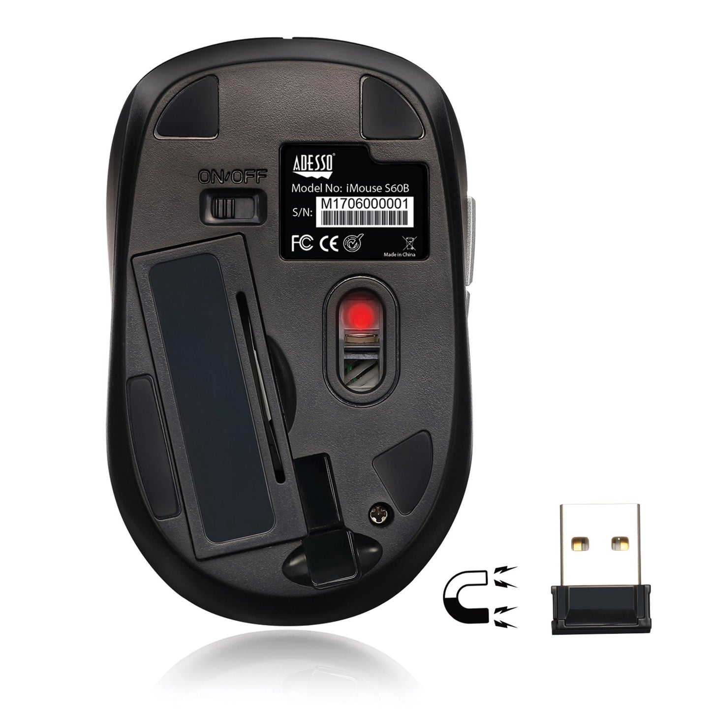 Adesso IMOUSE S60B iMouse S60 2.4 GHz Wireless Programmable Nano Mouse (Black)
