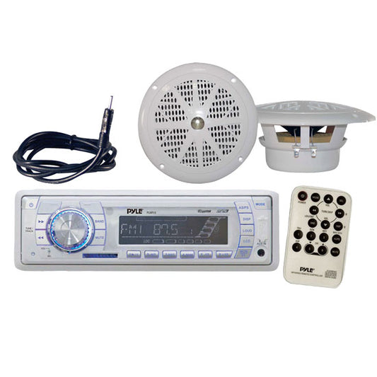 Marine PLL Tuning Radio w/ USB & Two 4 Inche Speakers & Antenna