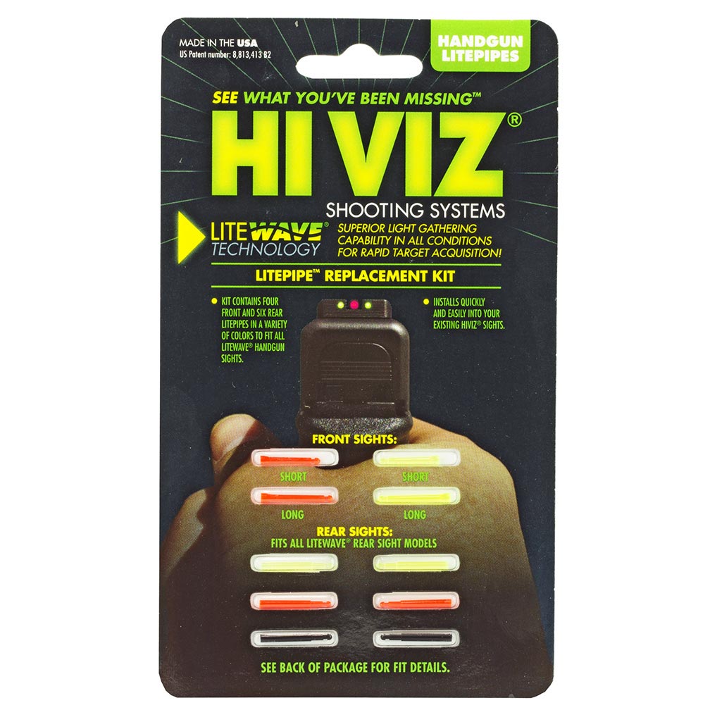 HIVIZ LWHKIT Litewave Sight Systems Handgun Replacement LitePipe Set
