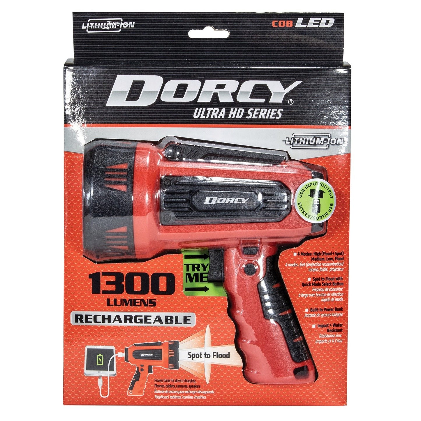 Dorcy 41-4356 Ultra USB Rechargeable 1,300-Lumen Spotlight