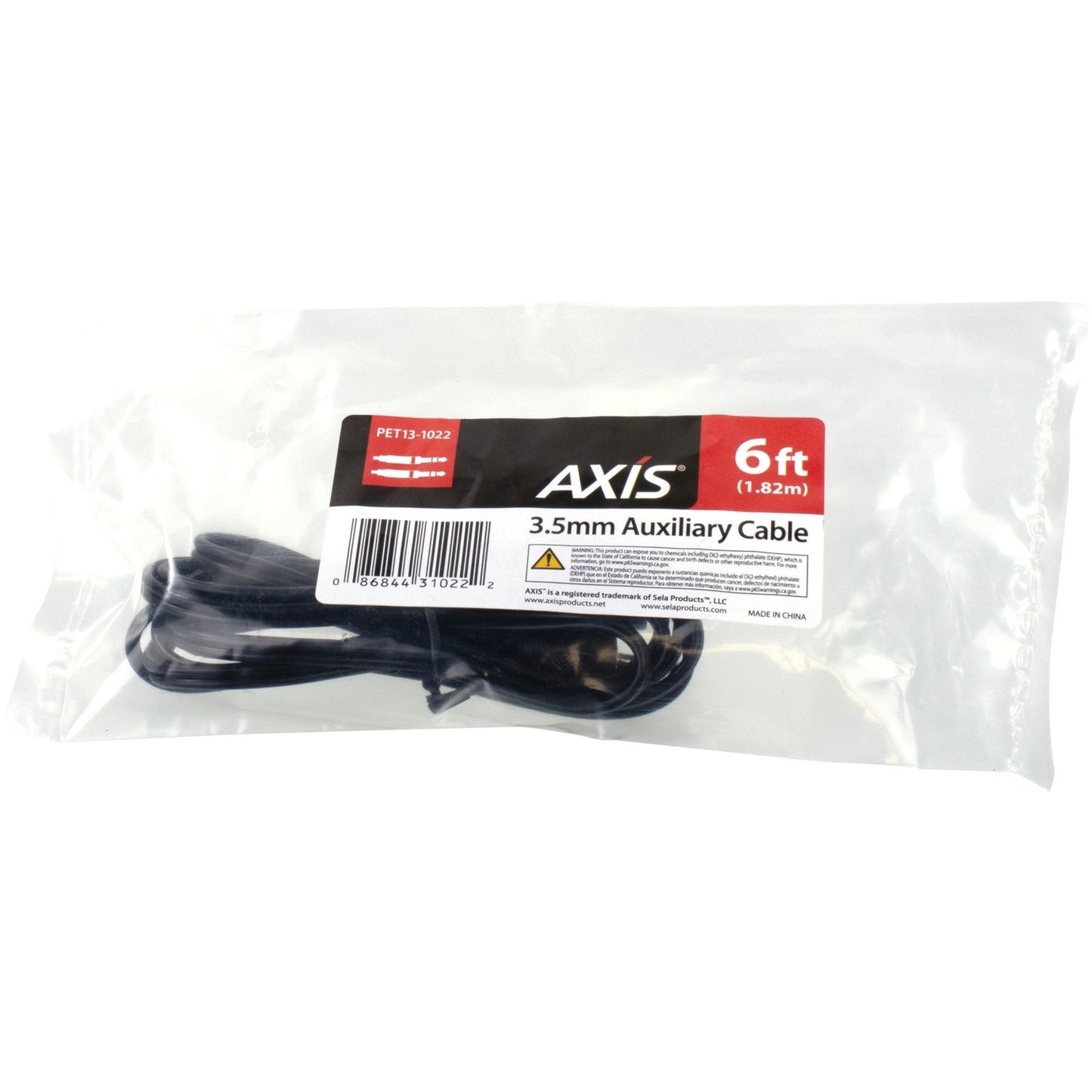 AXIS PET13-1022 Cable 3.5Mm Plugs 6'