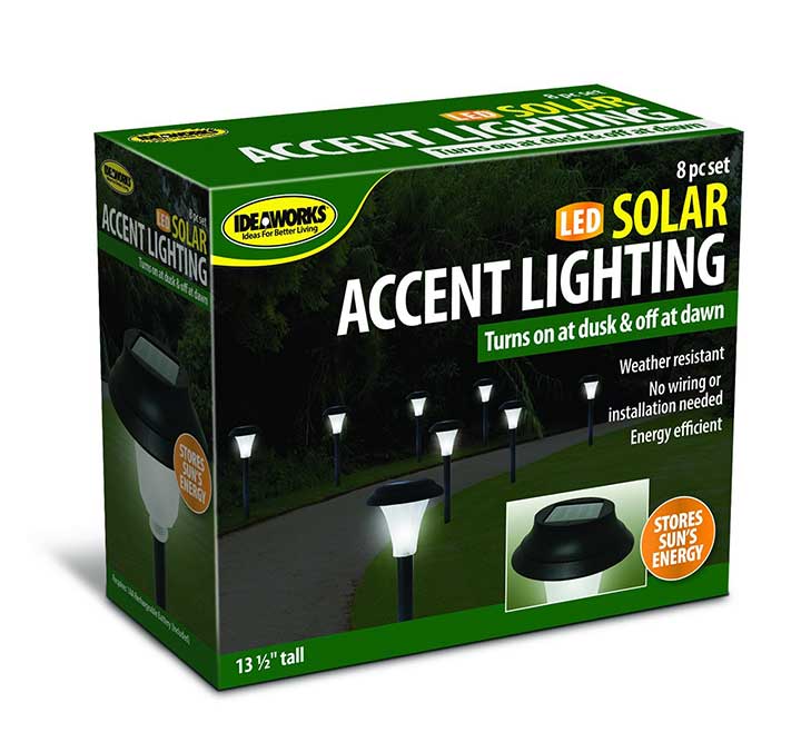 Jobar Ideaworks Solar-Powered LED Accent Light Set of 8 Black