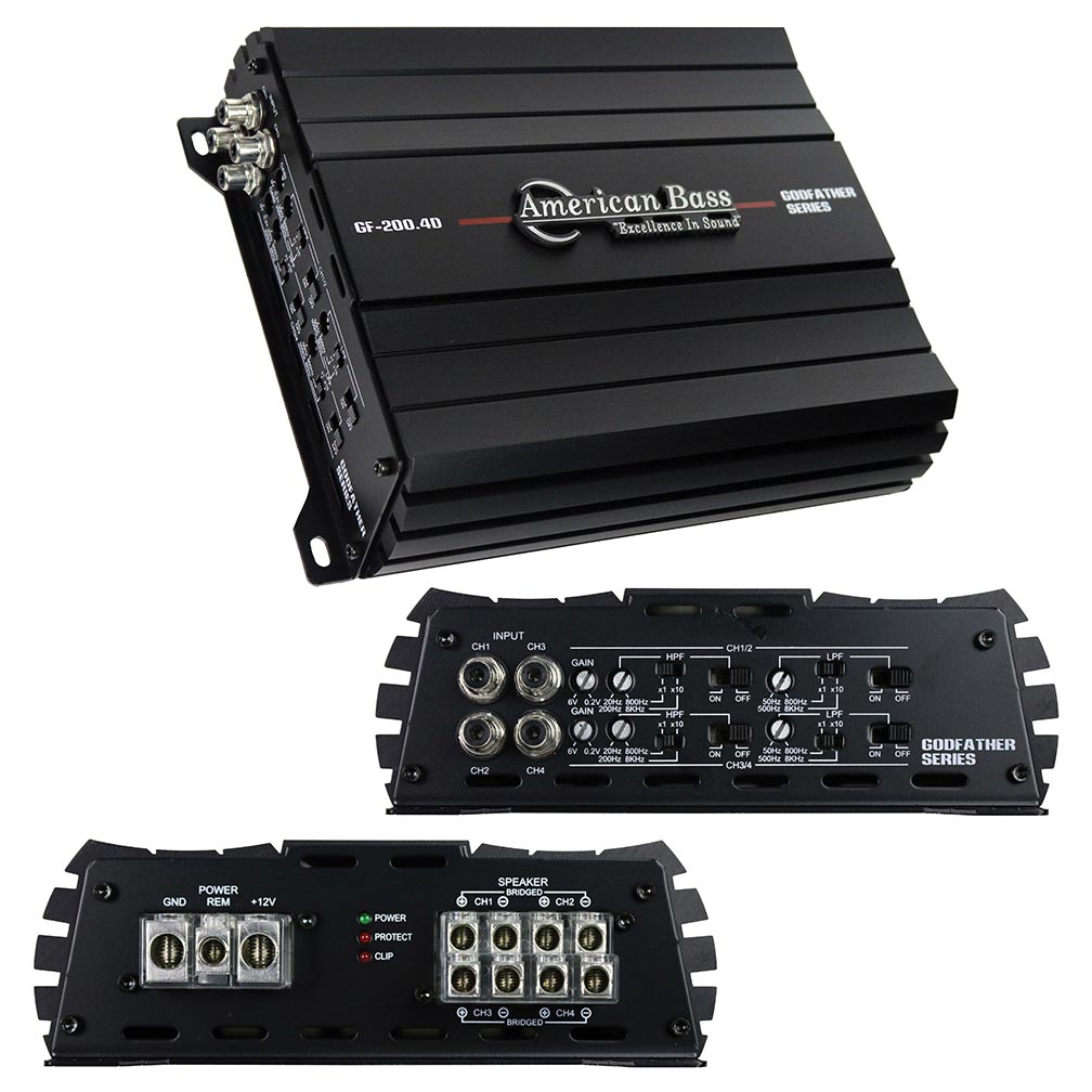 American Bass GF2004D 4 Channel Amplifier, 720 Watts RMS