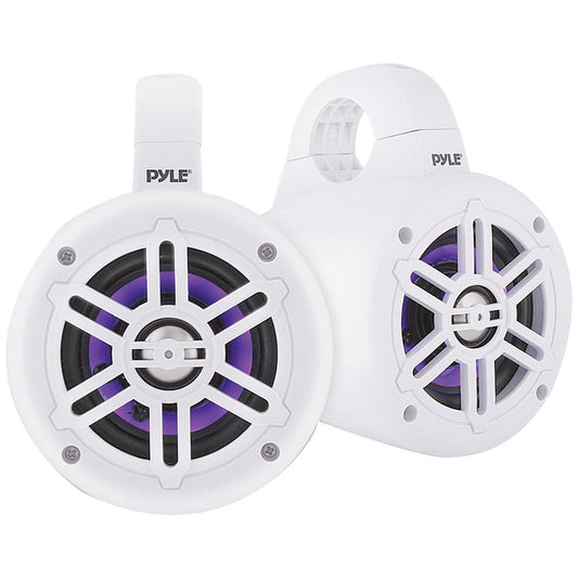 Pyle PLMRLEWB47WB 4" 300W Waterproof Marine Wakeboard Tower Speakers w/LED