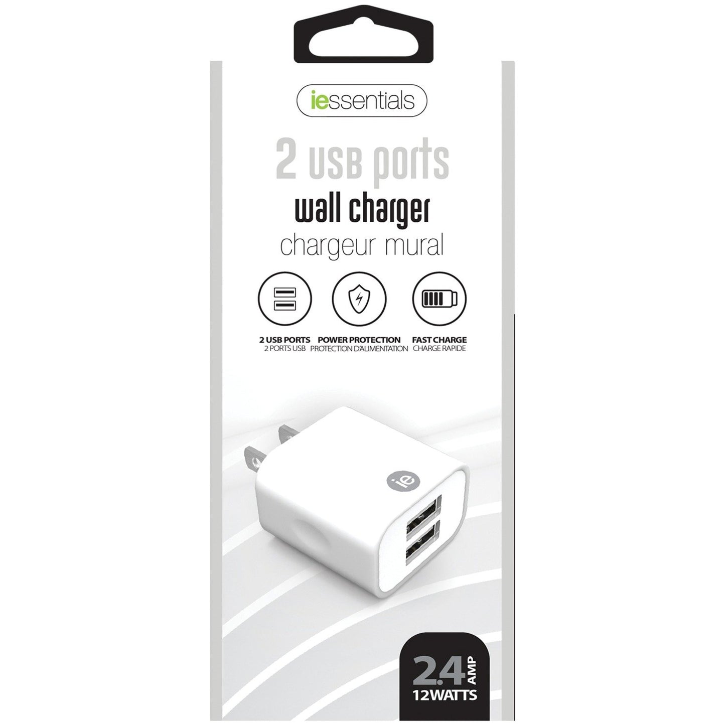 Iessentials IENAC22AWT 2.4-Amp Dual USB Wall Charger (White)