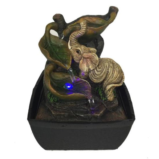 SereneLife SLTWF56LED Waterfall Electric Fountain Indoor Outdoor w/ Elephant