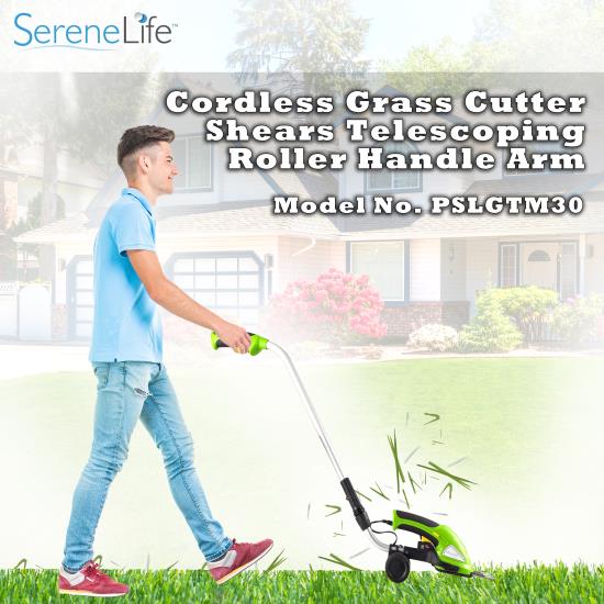 SereneLife PSLGTM30 3.6V Cordless Handheld Grass Cutter, Electric Hedge Trimmer