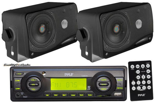 Pyle In-Dash Marine AM/FM USB/SD Stereo MP3 & 2 x 3.5" 200W Speakers & Remote
